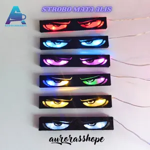 Aurorashop Strobo Mata Alis Miniatur Bus Telolet Basuri Bisa Berkedip Skala 1:35 dengan Lampu & Baterai Bahan Filamen Ukuran 5.8 cm x 1 cm x 0.5 cm untuk Mainan Bus RKC Trans Jakarta & Tayo