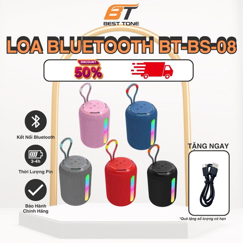 BT BEST TONE Loa Bluetooth BT-BS-08 mini Âm thanh lớn Bass mạnh Chống nước Chống bụi Thiết kế nhỏ gọn Dễ dàng mang theo đi làm đi học Nhiều màu sắc lựa chọn