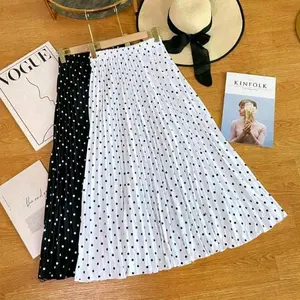 Rok Plisket POLKADOT Wanita Bawahan Cantik Motif Dewasa Muslim