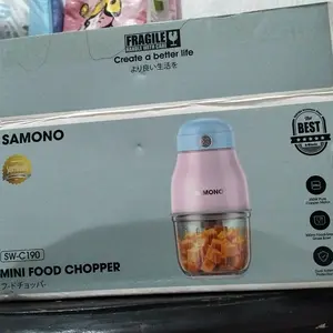 (BEST SELLER) SAMONO Mini Food Chopper 300ml – Penggiling Daging & MPASI Bayi, 6 Mata Pisau Stainless 【SW-C190】