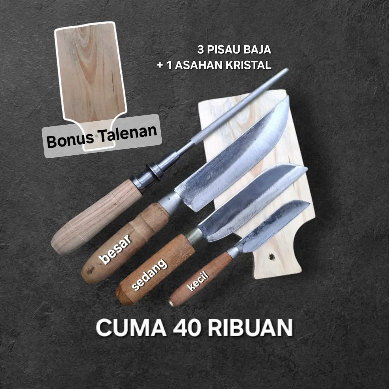 Promo 1 Set Pisau Dapur Serbaguna Bonus Talenan Multifungsi