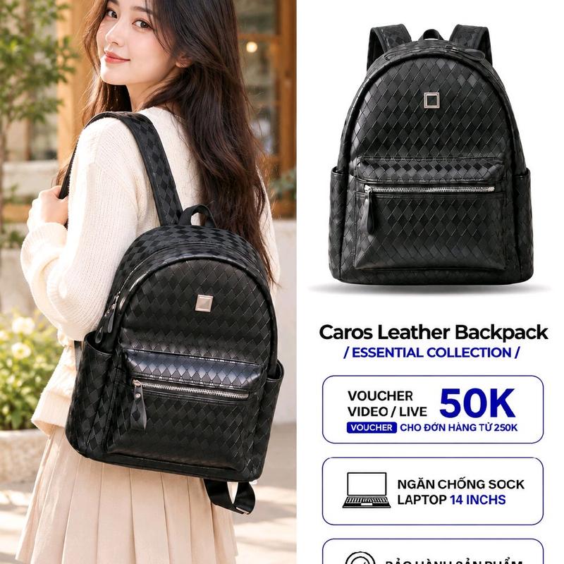 Balo Nữ MYBACK Vân Trám Cao Cấp, Phong Cách Hàn Quốc, Đựng Laptop.
