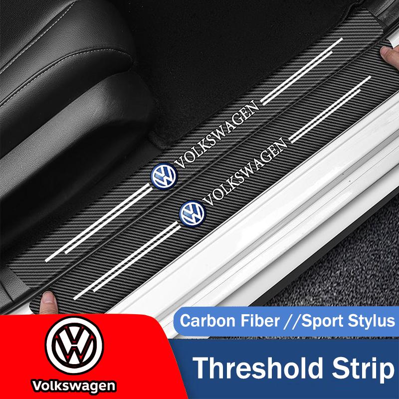 Product Introduction of Suitable for Volkswagen Passat Tiguan Golf Tourrag Lavida Car Door Sill Sticker Anti-Scratch Carbon Fiber leather Sticker Trunk Protector Stickers 1