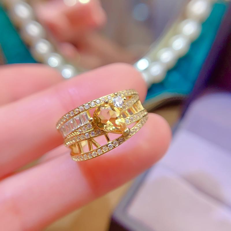Hot goods arrived! Natural citrine 925 silver ring    5️*7mm 1