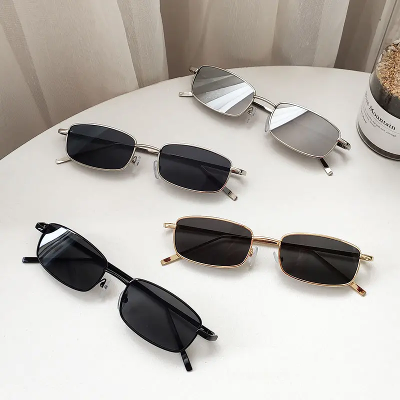Retro Square Sunglasses Uv400 Women Metal Frame Vintage Glasses Colored Lens Luxury Design Men Sun Glasses Eyewear 2023