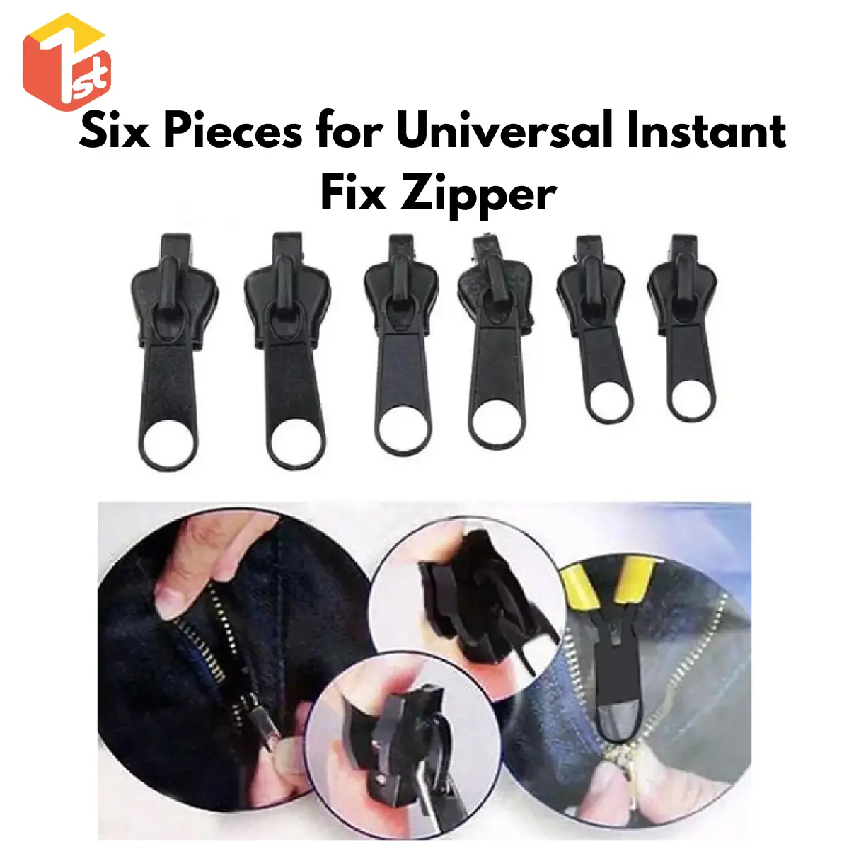 Six pieces make up the replacement Zip FDH Instant Zipper Repair Kit for Universal Instant Fix Zippers. Soft