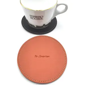 100mm Coaster Kulit Leather Coaster Tatakan Bulat Duo Tone Tatakan Gelas Kulit
