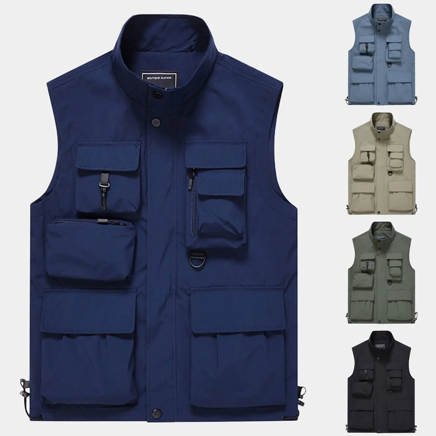 Men's Fishing Vest Outdoor Stand Up Collar Sleeveless Casual Sports Vest Jacket Multiple Pockets Photographic Vest
