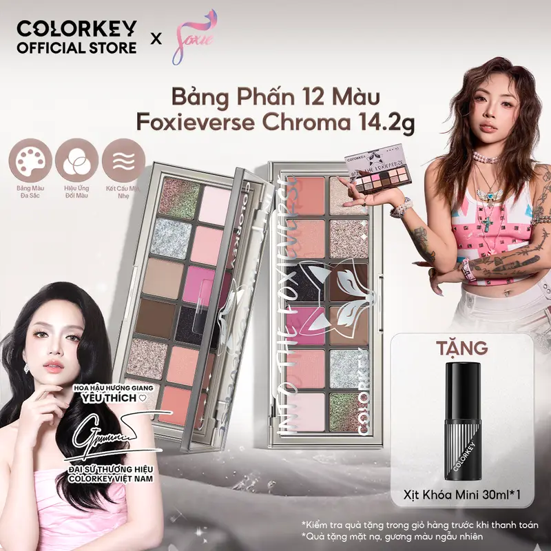 Bảng Phấn Trang Điểm Đa Năng COLORKEY 12 Màu FOXIEVERSE CHROMA 14.2g