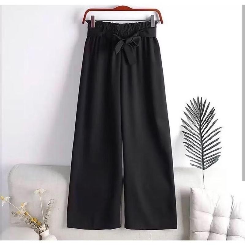 Celana Kulot Pants Celana Kulot Tali Pita Kaki Karet Melar Nyaman Panjang Wanita Casual Basic Scuba 1