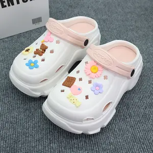 Sandal anak perempuan 2-12 tahun  koleksi baru sepatu lubang-lubang gaya Korea dengan aksesori lucu Kaki Bayi Kaki Bayi
