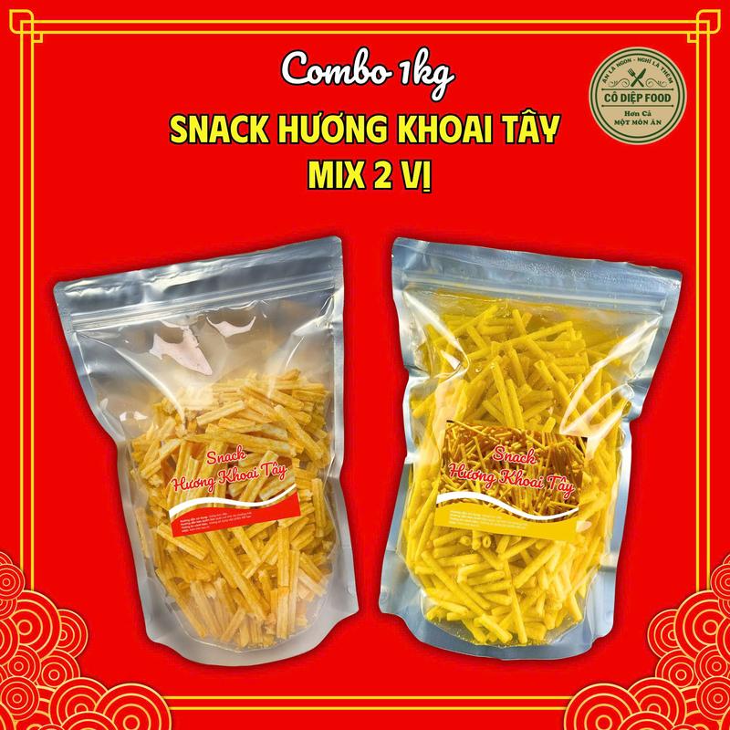 ComBo 1KG/2KG Snack Hương Khoai Tây Ống Mix 2 Vị / Khoai Tây Lát Trứng Muối , Rong Biển, Mắm Hành