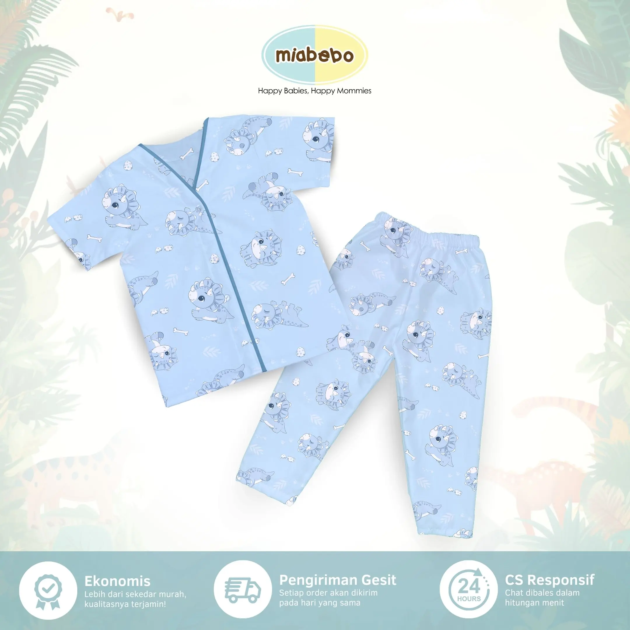 Miabebo Piyama Model Inline Bayi-Balita Lengan Pendek Set