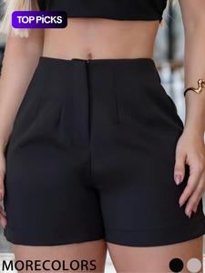 Shorts de cintura alta de color sólido para mujer, cómodos y casuales para uso diario, prendas inferiores para damas para el verano
