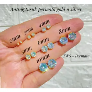 VIRAL PERHIASAN AKSESORIS WANITA DAN ANAK ANTING TUSUK DESY TITANIUM PERMATA GOLD & SILVER ANTI KARAT DAN ANTI LUNTUR ELEGAN AESTETIC