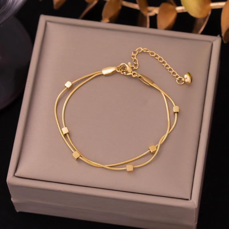 【 48 Styles】 Titanium Steel Gold Bracelet ,  Not Fade Bracelet for Women Stainless Bracelet Rose Gold Accessories 8
