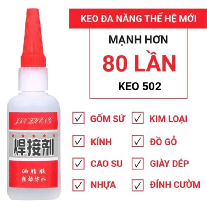Keo Siêu Dính Đa Năng Mạnh Gấp 80 Keo 502 Dán Sắt Dán Đá Dán Nhựa Dán Gỗ 50ml
