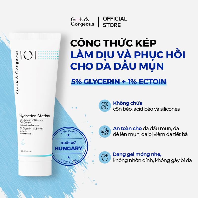 Kem Dưỡng Phục Hồi Dạng Gel Mỏng Nhẹ Geek&Gorgeous Hydration Station 50ml