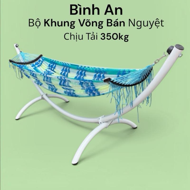 (BH 3 năm) Khung Võng Bán Nguyệt Cao Cấp Chính Hãng Bình An Tải Trọng 350kg Dày 1LY5 Ống Thép Tròn fi 50 Sơn Tĩnh Điện Lưới Polyester 100% Sang Trọng Cho Phòng Khách Và Sân Vườn
