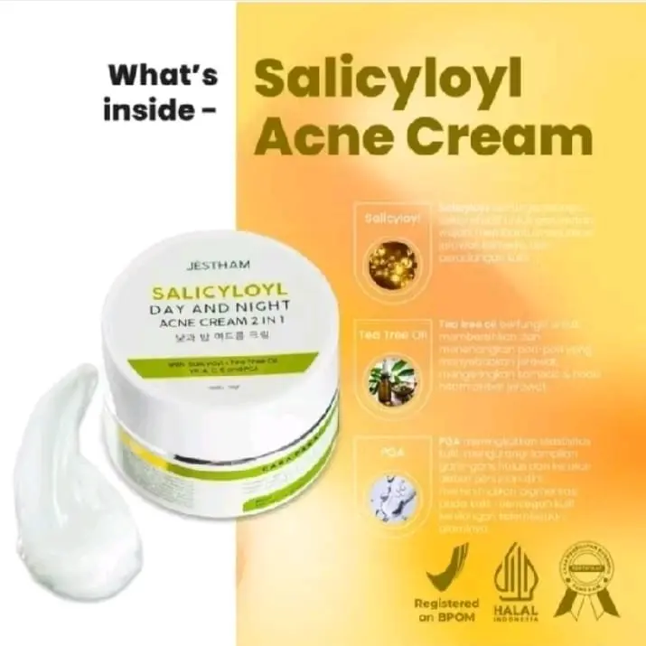 JESTHAM CREAM PENGHILANGAN JERAWAT PERMANEN || CALICYLOYL ACNE CREAM + TRANEXAMIC DAY AND NIGHT CREAM Perawatan Wajah Berjerawat Hitam Gatal Pria Mencerahkan Mengencangkan Komedo Bekasnya 1