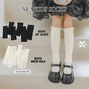 XEATA JET BLACK & WHITE MILK ALL SIZE 3-8 TAHUN KAOS KAKI PRINCESS PEREMPUAN  | KAOS KAKI PANJANG LUTUT