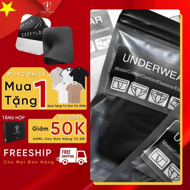 Quần Sịp Boxer Polido Chất Liệu Thoáng Mát Mềm Mịn Thoáng Mải Co Giãn Tốt 0