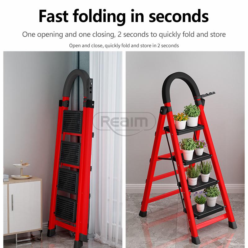 REAIM Tangga 6 Step Premium Rumah Lipat Ladder  Besi Lipat Household Steel Ladder/ Tangga Lipat Aluminium tangga besi 4