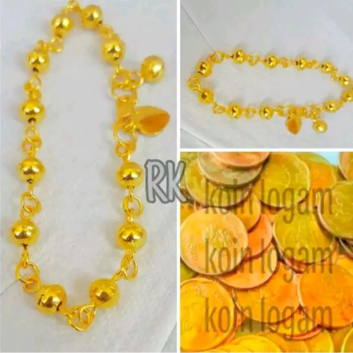 Gelang Tangan Dewasa Motiv Biji Lada Polos Terbuat dari bahan koin logam 1991-1992 ANTI KARAT Bracelets