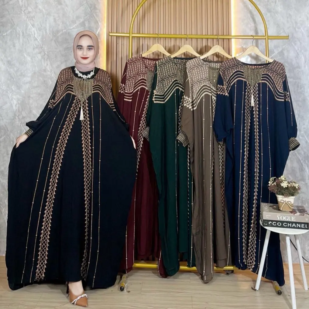 Kaftan Jumbo long dress kaftan rayon homedress muslimah daily dress Polka Striped
