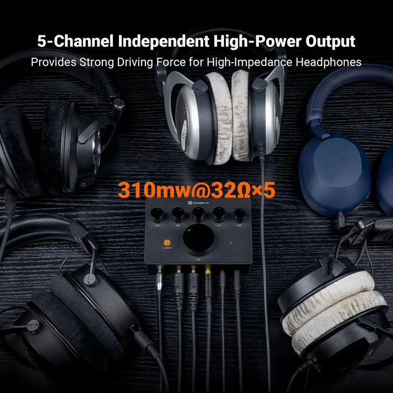 Fosi Audio Amplifier Headphone Splitter 5 Channel Independent Control ...