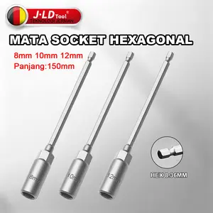 JLD 150MM Ekstension Panjang Sambungan Mata Bor Obeng 8/10/12mm Kunci Socket Hex Impact Drive kunci  full set