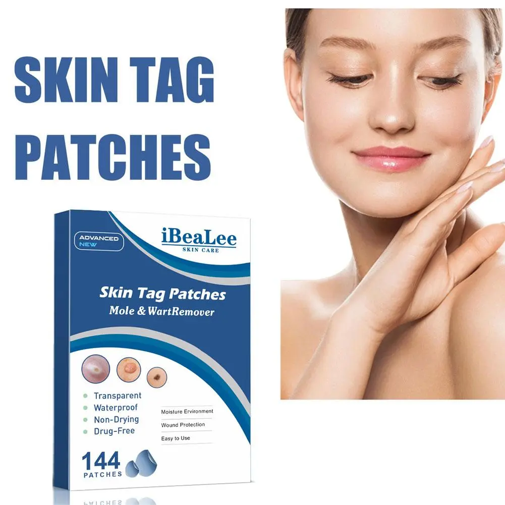 144pcs Skin Removal Patches Skin Tag Patches Mole Wart Remover Transparent Waterproof