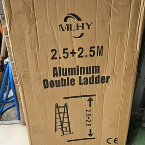 MLHY Tangga Teleskopik tanpa lekukan（2.5+2.5）5M Aluminium Tangga Oranye Tangga lipat 5m