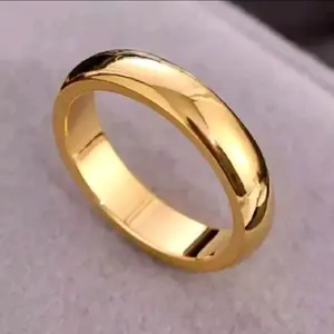 Cincin Koin Tembaga Pria/Wanita Size Polos Elegan 24k Rings