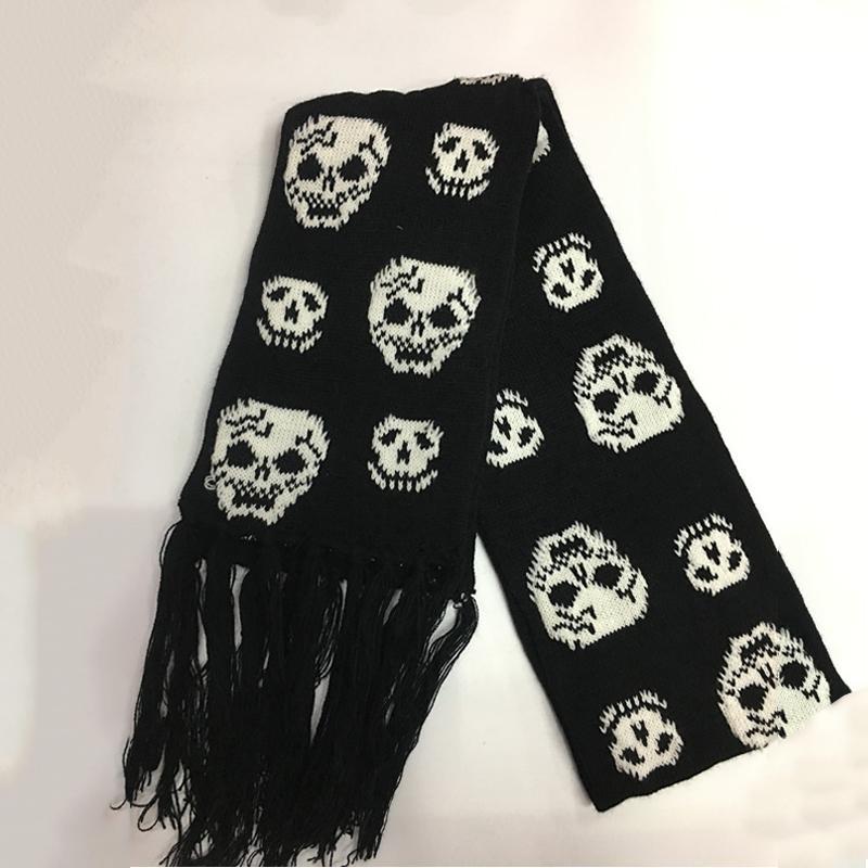 Khăn Quàng Cổ Đầu Lâu Rồng Unisex Cho Nam Và Nữ, Khăn Choàng Pashmina Dệt Kim, Màu Đen, Acrylic, Echarpe, Bộ Xương Nữ Sang Trọng, Quấn Tua Rua, Mùa Đông Choàng Cổ Women 4