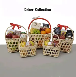 Tanpa Pita || Tas Keranjang Anyaman Bambu Wadah Parcel Ukuran Sedang : 20x10x15 dan Besar : 25x10x20cm Wadah Parcel Tradisional Unik