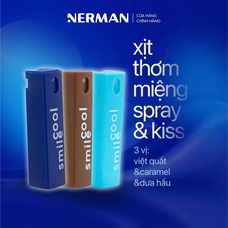 Xịt thơm miệng Spray & Kiss Nerman vị kẹo hoa quả bạc hà the mát cho nam nữ chai 10ml