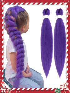 Extensiones de cabello trenzado púrpura largo preestirado para trenzas, Extensiones de cabello sintético púrpura para disfraces de escenario, fiesta, Halloween y cosplay