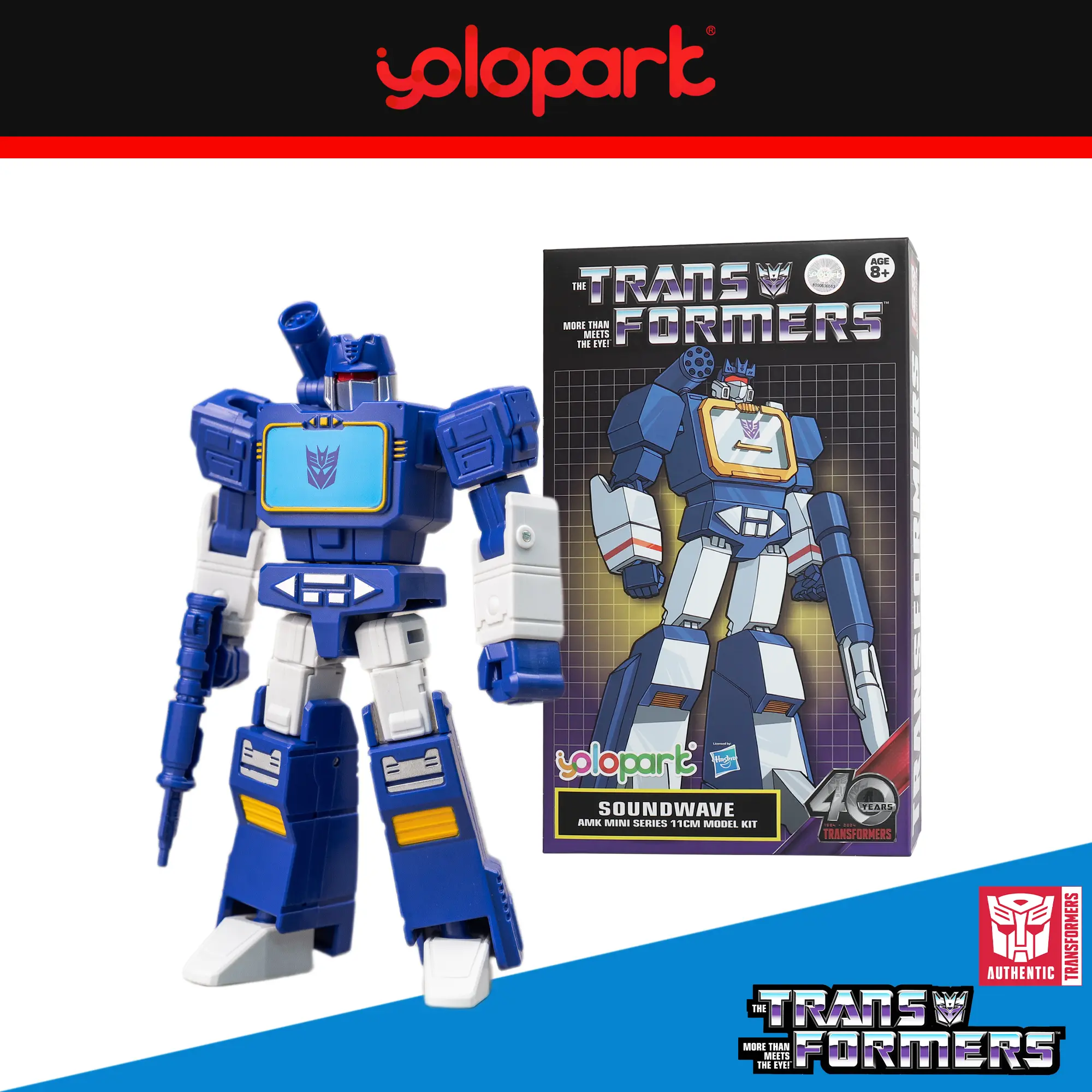 【Yolopark】Transformers Toys: Soundwave - Generation 1 - 4.72 Inch Pre-assembled Model Kit from the AMK MINI Series
