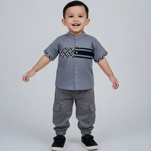 Setelan Kemeja Anak Cowok Batik Modern Dan Celana Cargo Stylish - Tampil Kece di Setiap Acara!