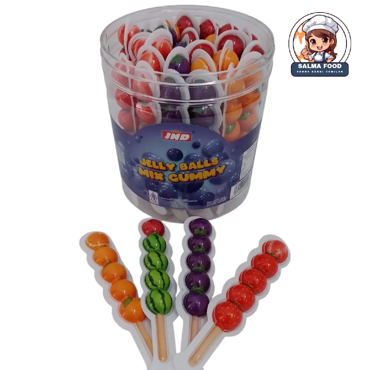 Jelly Balls Mix Gummy/Explosive Gummy,Permen jelly Bentuk Sate buah,aneka rasa buah isi 30 pcs