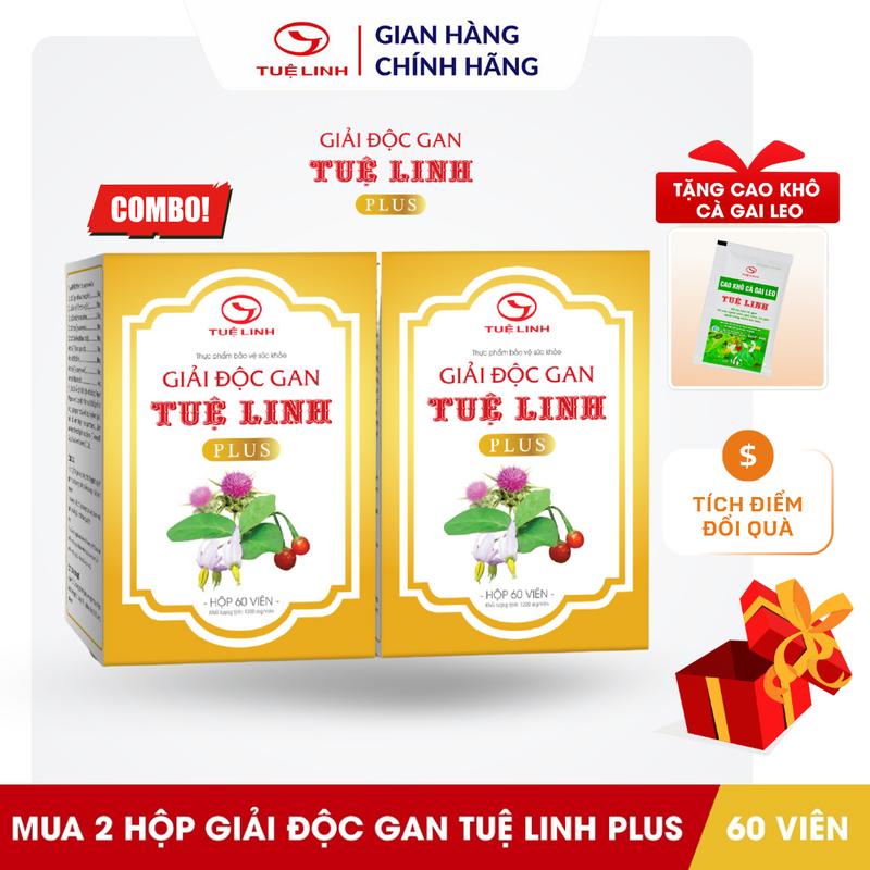 Giải độc gan Tuệ Linh Plus - COMBO Mua 2 Tặng 1 gói cao khô Cà gai leo - Giải độc gan & Bảo vệ gan - Hộp 60 viên