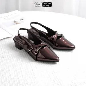 GTL SHOP - Sendal Heels Mules Wanita Gesper Sendal Pesta Hak 3 Cm Model Terbaru Desain Elegan Keren Size 37-40
