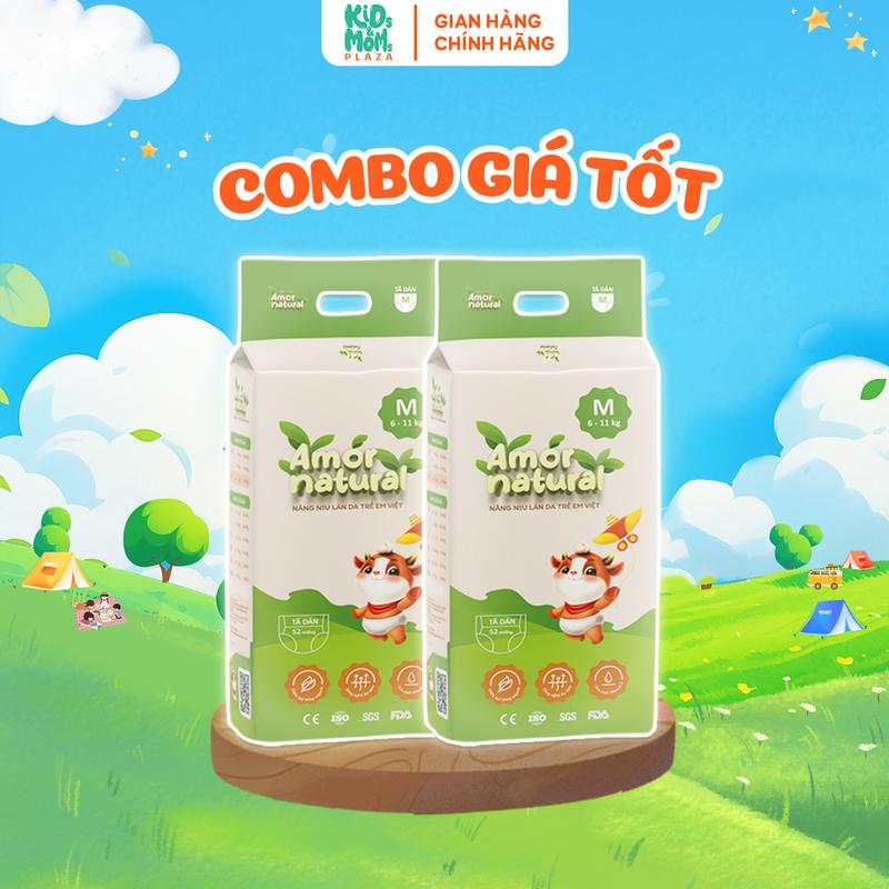 (2A) [COMBO GIÁ TỐT] COMBO 2 BỊCH bỉm quần/dán AMOR NATURAL Việt Nam bỉm mỏng, thấm tốt, dễ chịu size NB tới 4XL