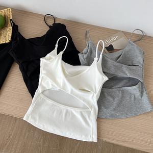 Áo Yếm Cổ Vuông, Dành Cho Nữ, Với Đệm Ngực, Thiết Kế khoét Và Chéo Lưng, Thích Hợp Mặc Bên Trong Và Ngoài Trời, Đồ Lót Bó Sát Phong Cách Cô Gái Nóng Bỏng