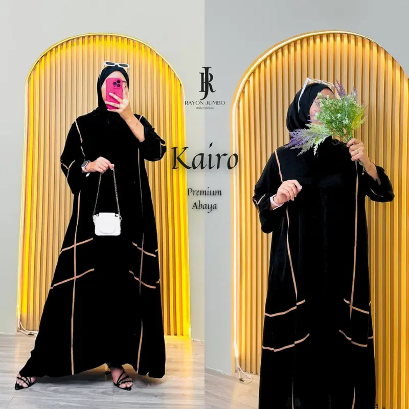 Kairo Abaya Jumbo LD 130 Rayon Premium Resleting Depan Simple Elegan Kondangan Pengajian Arisan 0