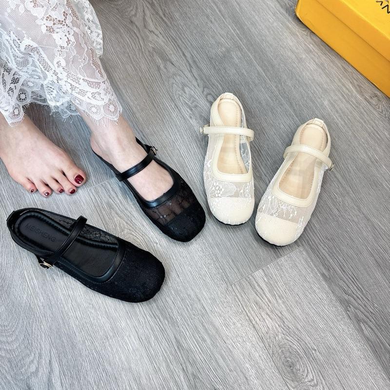 D144- CHUẨN SIZE Sục nữ lưới ren thêu nổi tiểu thư đế mềm cao su non mẫu mới 2025 Dép sục Sandal nữ dép dép nữ dép kiểu nữ đẹp 2025