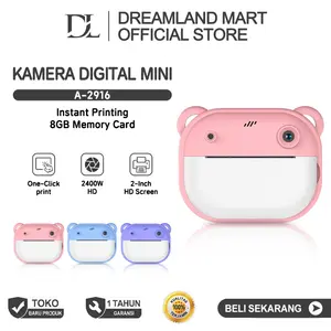 DL Kamera Anak Digital Mini Instant Print Dual Camera Resolusi 48 MP FHD 2 Inch Games & Filter 8G