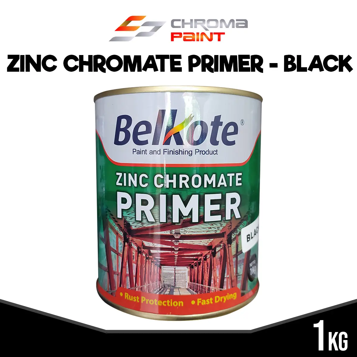 Belkote Zinc Chromate Primer Cat Dasar Besi Anti Karat Warna White, Grey, Black