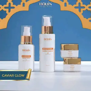 NOUIS SKIN Caviar Glow Set + DNA Salmon + Aloe Vera Extract - Krim Wajah Mencerahkan & Hydrating, Cleanser Creamy, Sunscreen Spray SPF 40++ untuk Kulit Glowing dan Terlindungi
